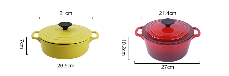 Enamel cast iron classic round Dutch baking pan, suitable for bread making, stew POTS, double handle (matte red)