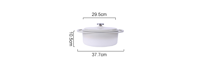 Oval-shaped Dutch oven pot with lid, cast iron double handle enamel soup pot