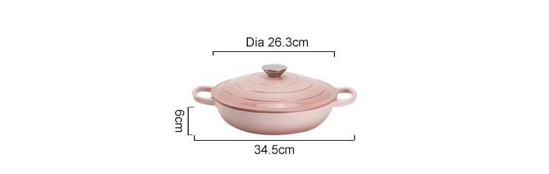 Round cast iron enamel cookware: 26cm non-stick shallow stew pot and seafood soup pot