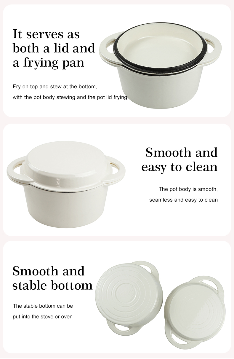 2-in-1 Dutch baking pan with a frying pan lid, suitable for bread baking, cooking, stewing and frying
