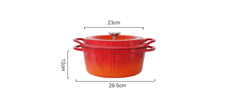 Enamel cast iron Dutch baking pan with lid, sourdough bread baking pan, enamel-coated cookware in red