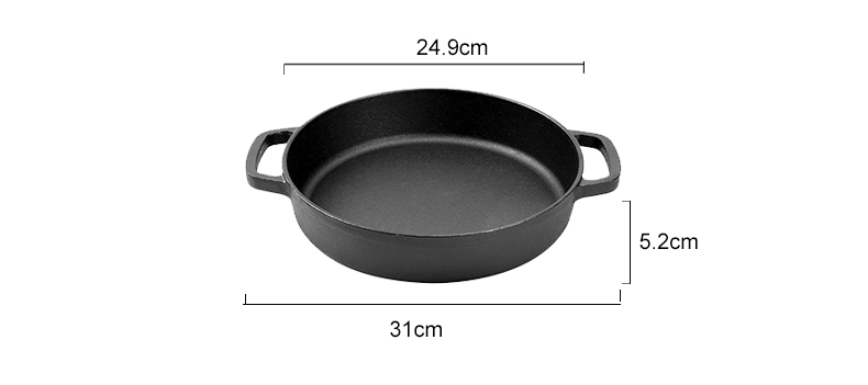 High Quality Pre-Seasoned Cast Iron Skillet Pan Eco-Friendly Glass Lid Two Side Handles Modern Design for Frying Cooking Wok