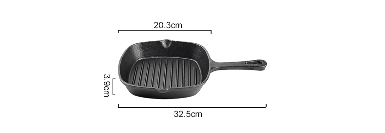 Cast iron square baking tray with handle, suitable for thick steak and bacon POTS on the stove