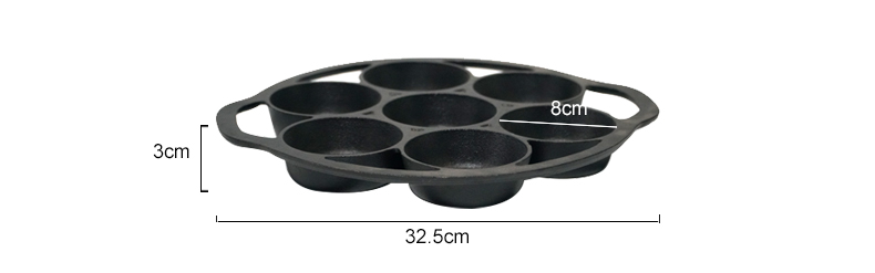 7-hole cast iron cookie baking tray, muffin baking tray with handle, suitable for muffins and scones
