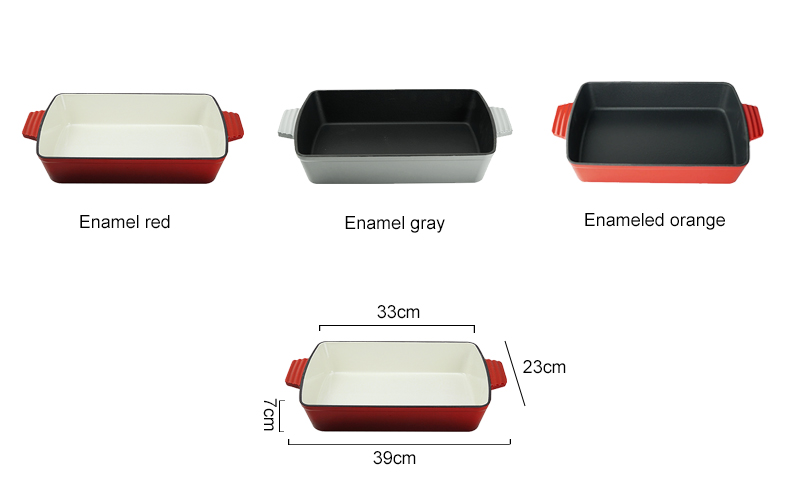 Oven stew pot, enamel cast iron baking tray, rectangular multi-layered pancake baking tray with handle