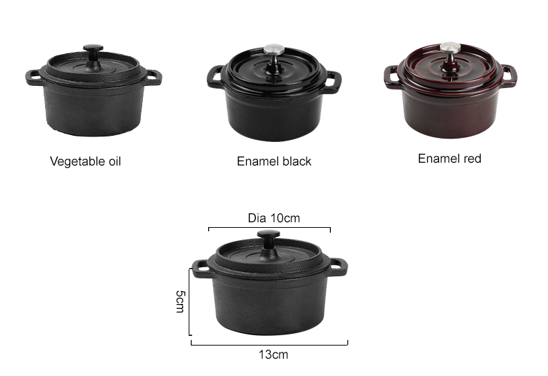 Dutch baking pan, mini cast iron pot with lid, round stew pot with handle, suitable for oven