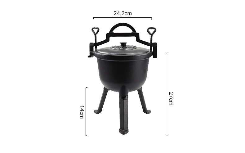 Cast-iron Polish hunting pot, three-legged camping pot, Dutch oven