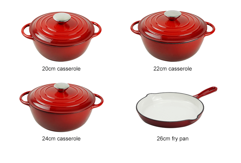 Healthy and safe, non-stick enamel 7-piece cast iron Dutch oven cookware set