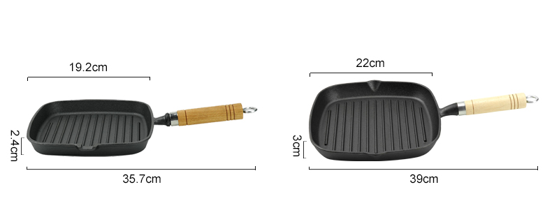 Cast iron square frying pan with transfer port, steak pan