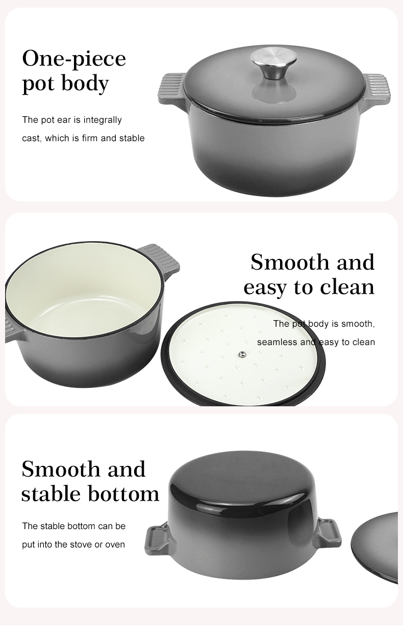 Dutch oven cast iron pot with non-stick enamel coating for bread baking