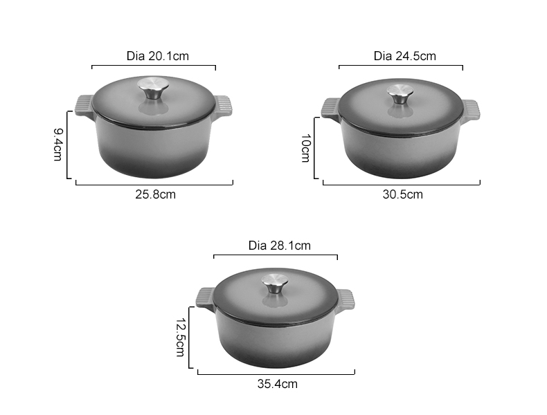 Dutch oven cast iron pot with non-stick enamel coating for bread baking