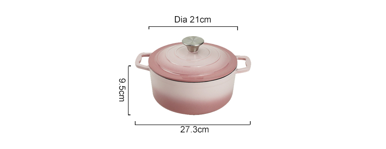 Enamel cast iron Dutch baking pan with lid for bread baking - pink