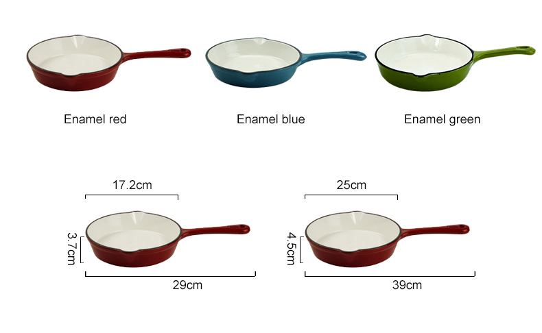 Non-stick enamel cast iron cookware - 3-pan set