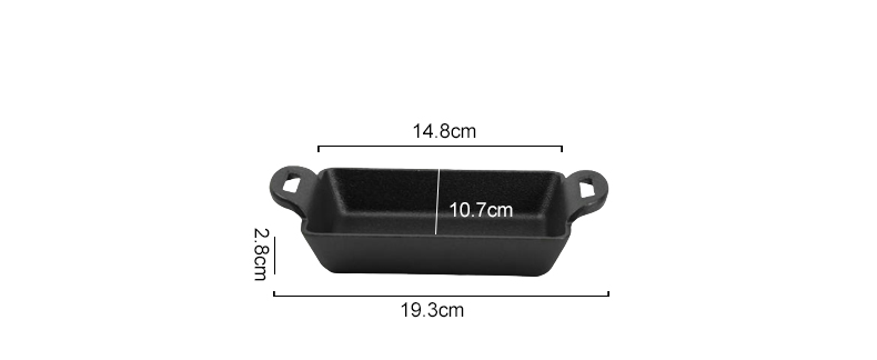 Mini square cast iron frying pan with double handles, suitable for indoor and outdoor picnics in the kitchen