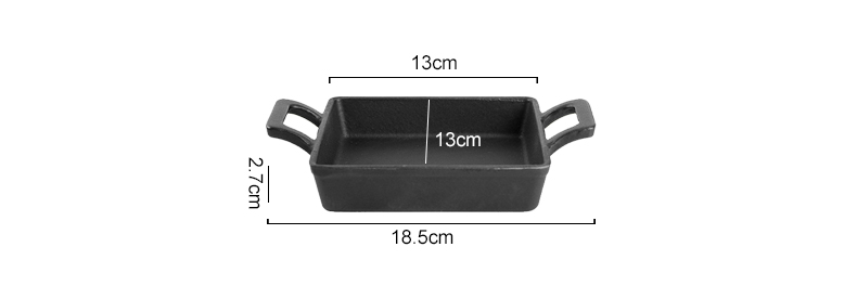 Cast iron mini frying pan with double ears, suitable for both indoor and outdoor use.