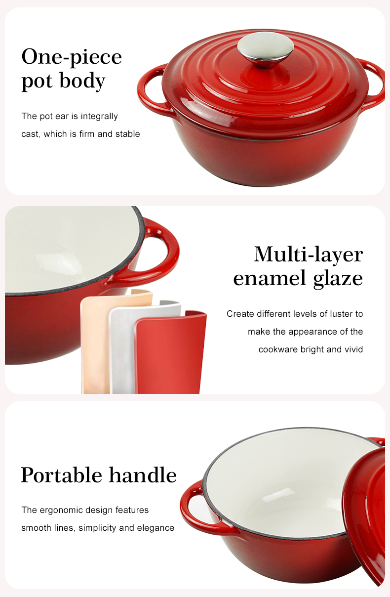 Enamel cast iron sour dough bread oven pot with lid, cooking pot