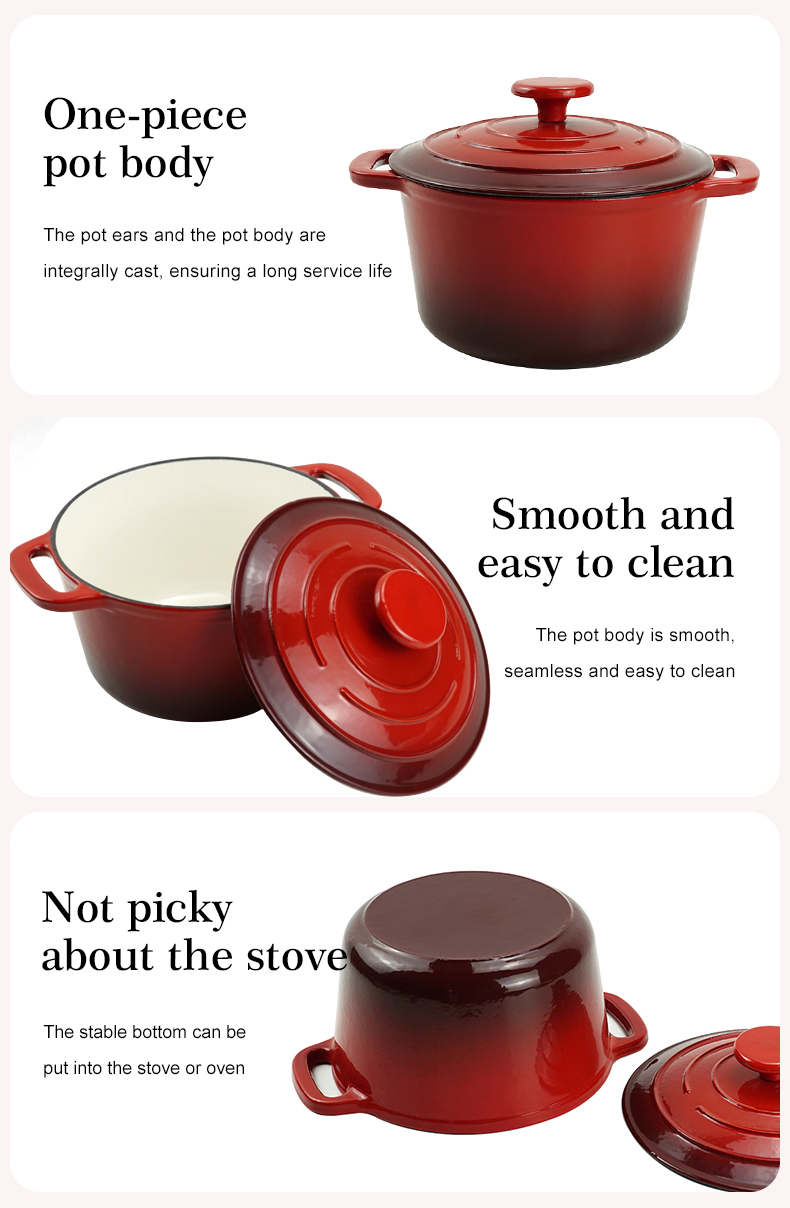 Small enamel cast iron Dutch oven pot with lid, suitable for bread baking/stewing/braising/ frying, applicable to various stoves and ovens