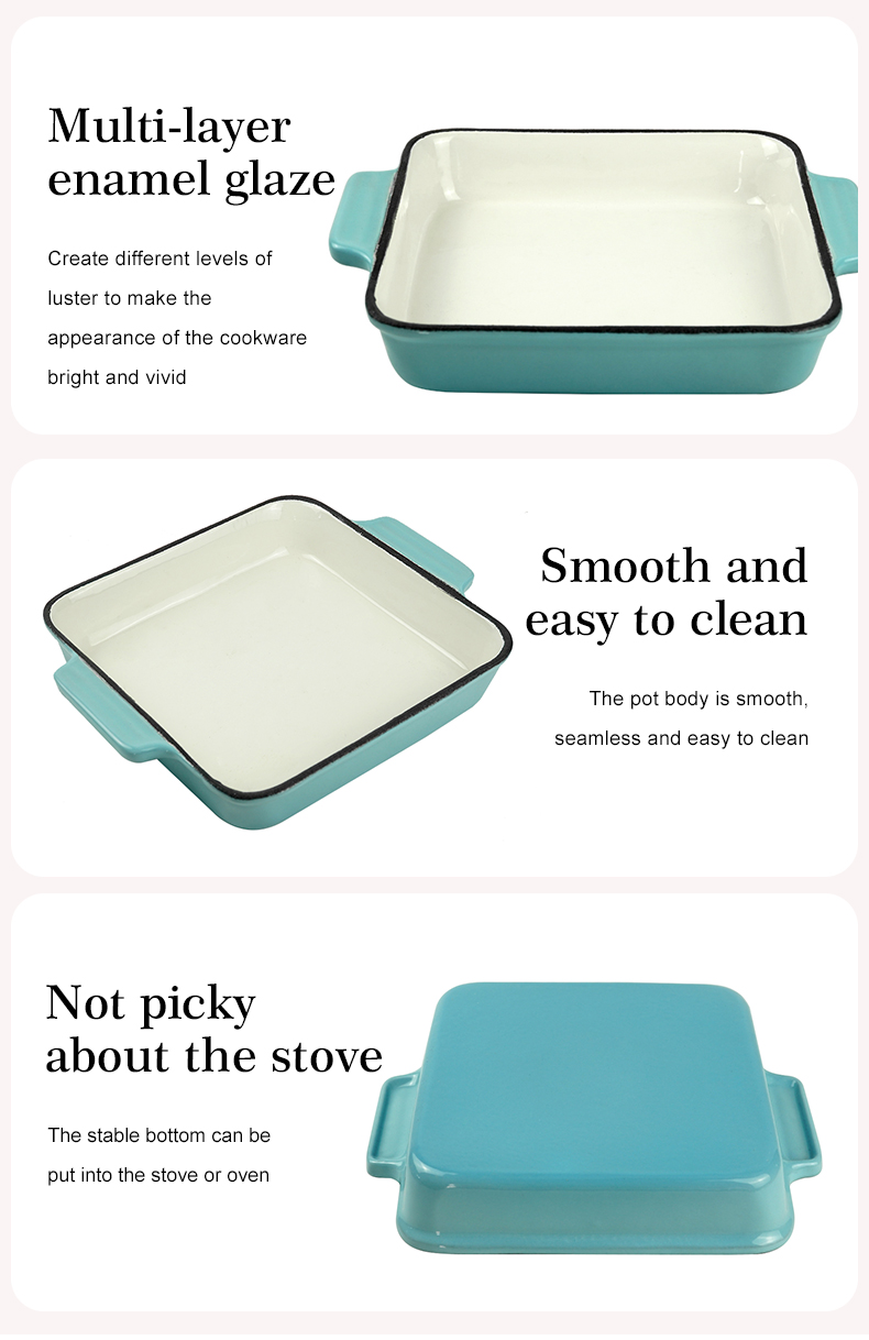 Classic enamel cast iron baking pan/lasagna baking tray