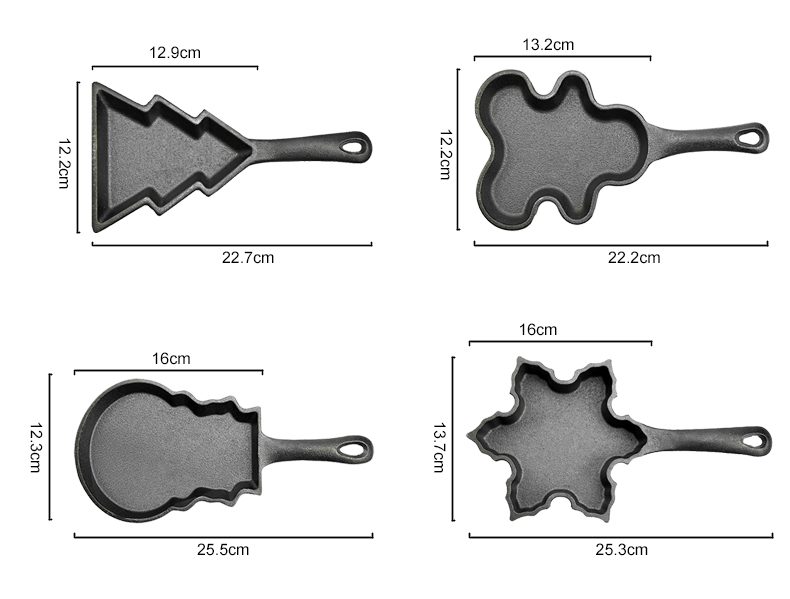 Cast-iron pancake pan, mini breakfast pan, Christmas gift - gingerbread man, Christmas tree, snowflake-shaped