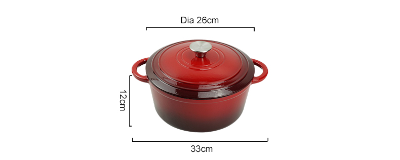 Enamel cast iron Dutch baking pan with lid for oven use, suitable for bread baking, stewing, stewing and baking - red