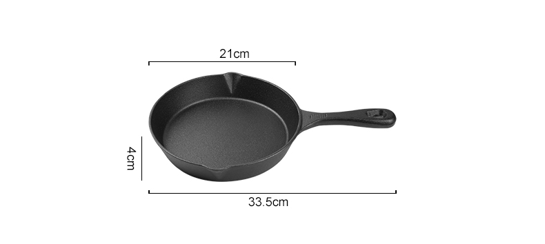 Flat-bottomed cast iron frying pan - suitable for grilling, frying and stir-frying
