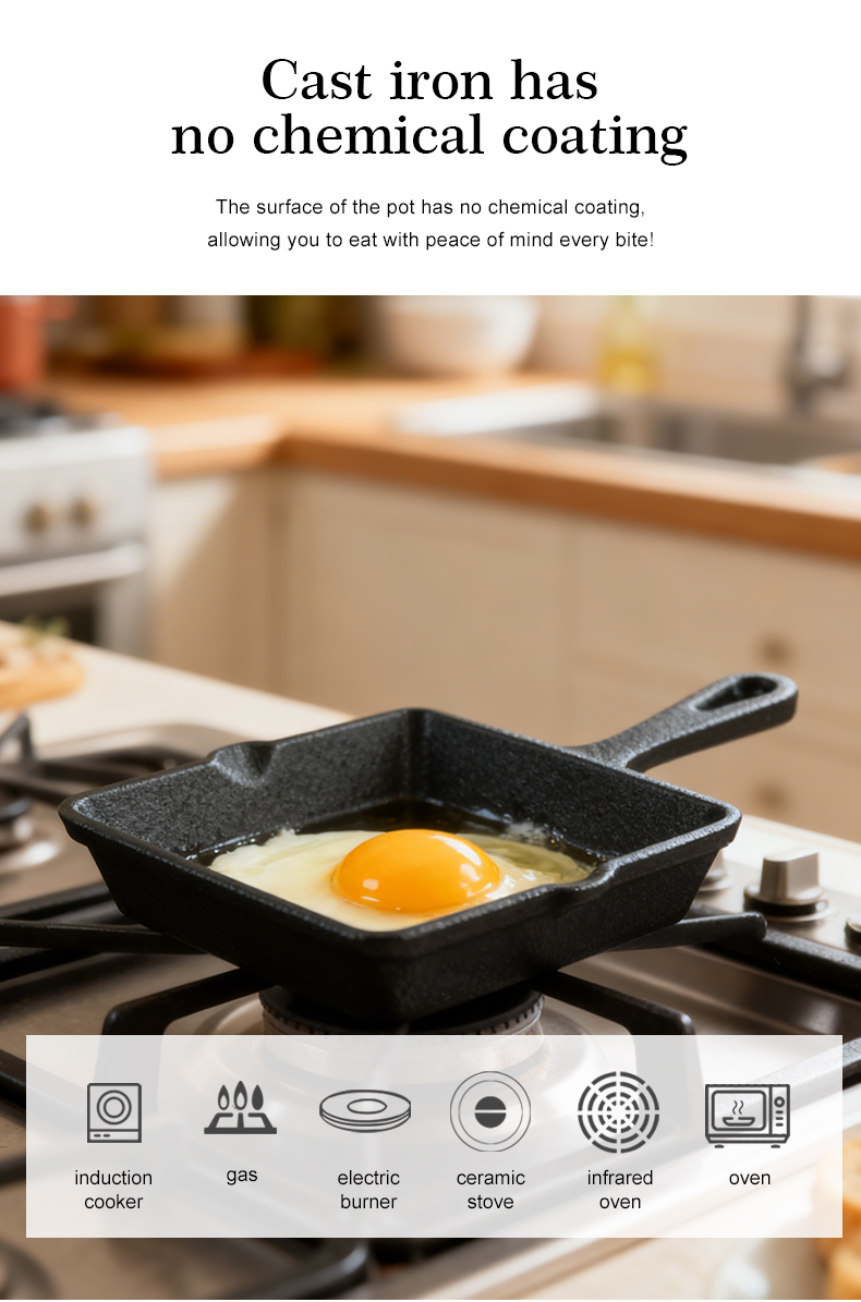 Cast iron mini omelette pan with double spouts and handle