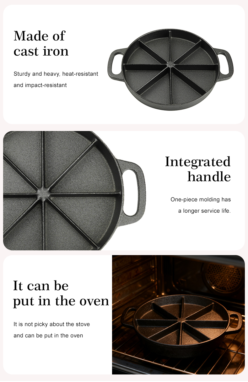 Cast iron round cake pan, 8-sided cookie pan mini cake pan, suitable for baking cookies, corn cobs, muffins, and brownies.