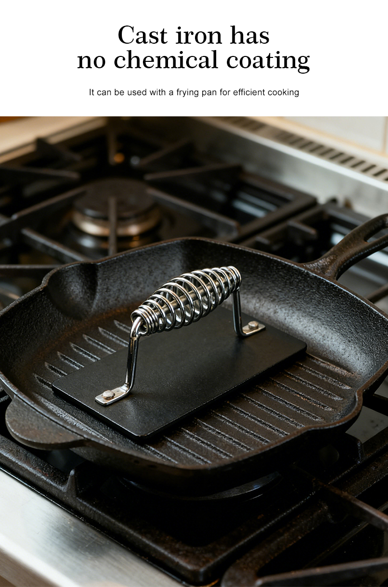 Cast iron rectangular press beef barbecue hamburger