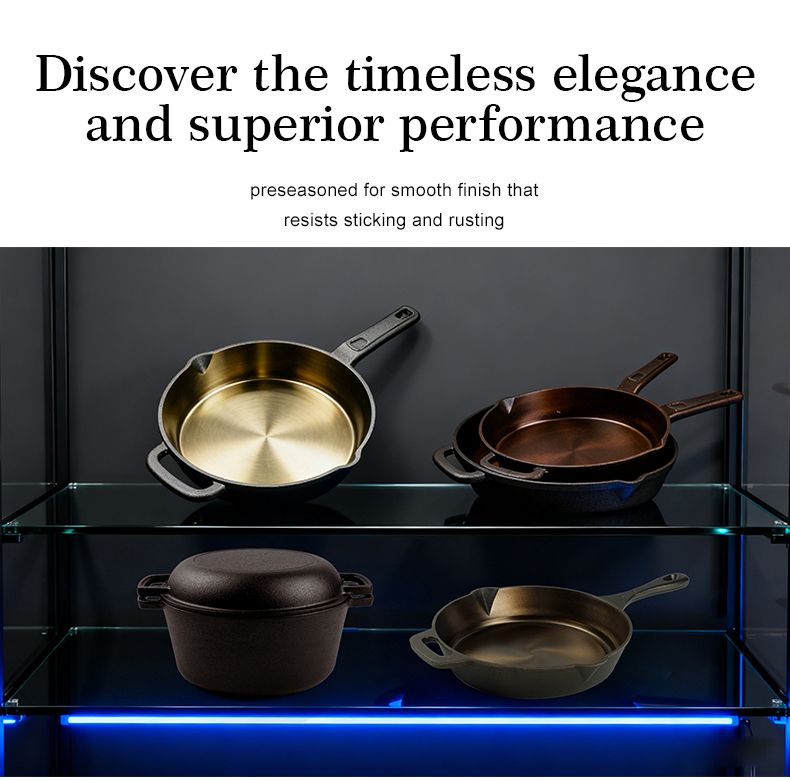 Polished cast iron frying pan, soup pot, dual-purpose pot