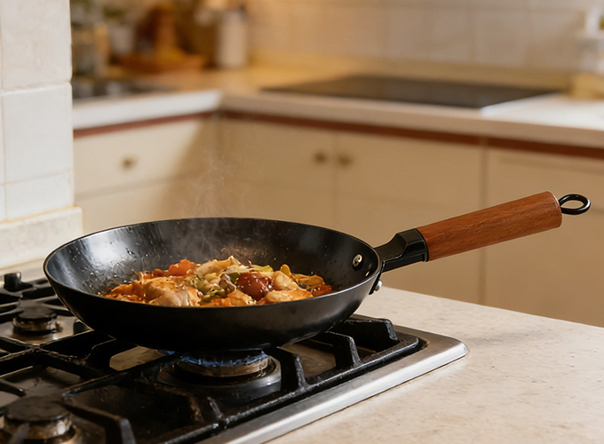 Cast iron light wok