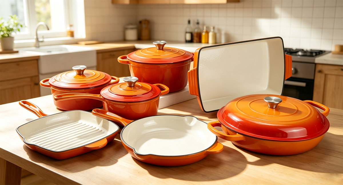 Refresh the Kitchen cooking experience: Colorful Enamel Cast Iron Cookware Set